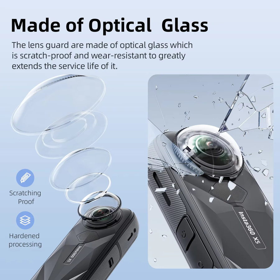aMagisn Objektivschutz für Insta360 X5, kratzfestes Glas-Objektivschutz-Set in Transparent, Zubehör für Insta360 X5 - Bild 2
