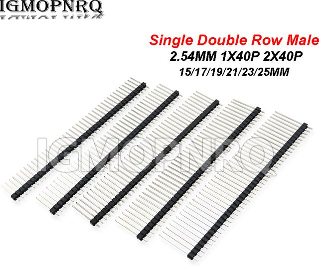 10er Set Einreihige und Zweireihige Male Pin Header Stecker Streifen für Arduino, 2,54 mm Pitch, Farbe: Schwarz - Bild 1