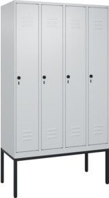 C+P Spind Classic PLUS Garderobenschrank mit 4 Abteilen, Stahl, Lichtgrau/Schwarzgrau, H x B x T: 212 x 120 x 50 cm - Bild 1