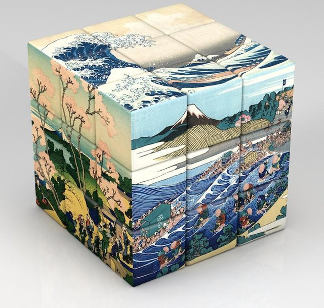3x3x3 Zauberwürfel Katsushika Hokusai Japanisches Muster, Kinderspielzeug, ab 12 Jahre - Bild 1