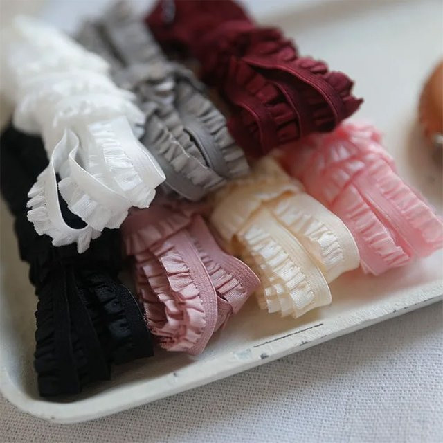 ZYLPYY Mehrfarbiges Rüschen-Stickerei-Spitzenband für DIY, Nähen und Reparieren, 5 Yards, Weiß und Multicolour - Bild 1