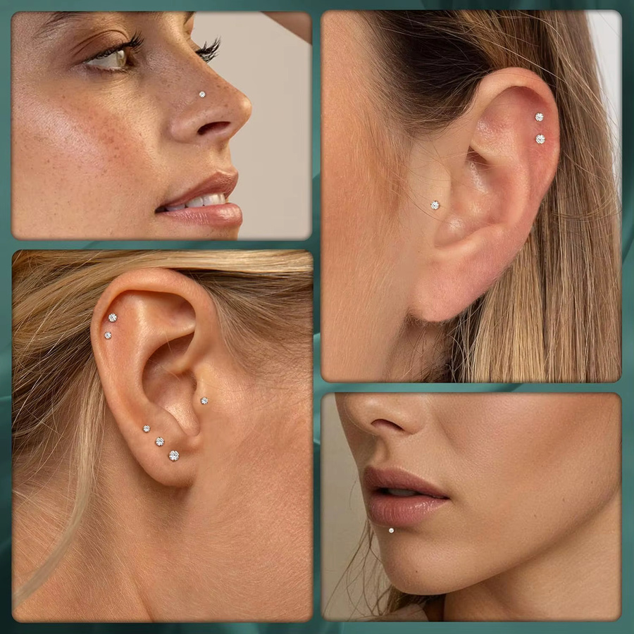 Bobisty Ohrstecker Titan, 14K Vergoldet, Unisex - Bild 3