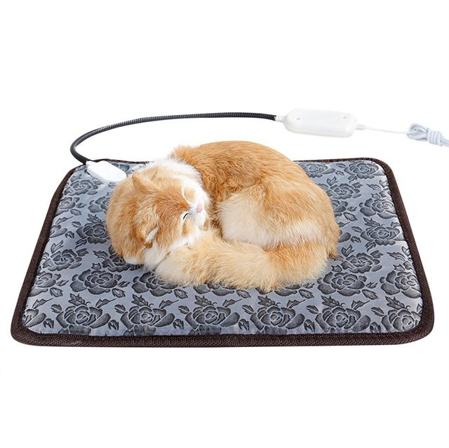 Wärmematte für Hunde und Katzen von TOMTOP JMS, wasserdichte Heizmatte für Haustiere in Beige mit Rosenmuster, B/B/H: 45 x 45 x 45 cm - Bild 1