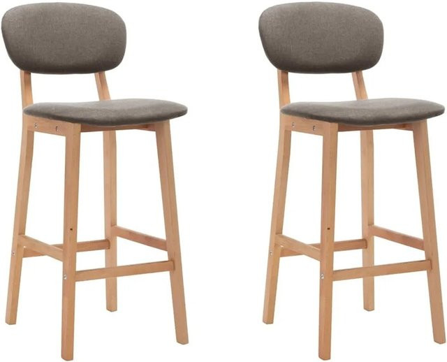 Set aus 2 vidaXL Barhockern in Taupe aus Stoff und massivem Buchenholz, modern, Höhe: 110 cm, Breite: 45 cm, Tiefe: 47 cm - Bild 1