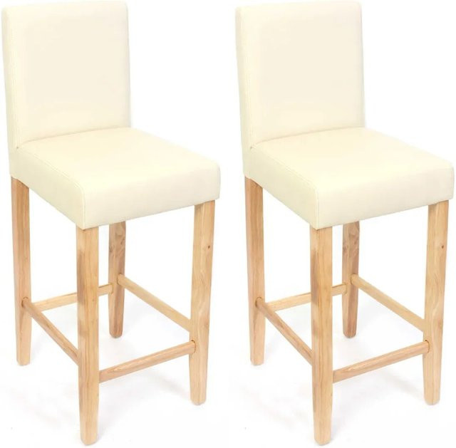 PROREGAL 2er-Set Barhocker gepolstert mit Lehne aus Kunstleder in Beige, Sitzhöhe: 74 cm - Bild 1