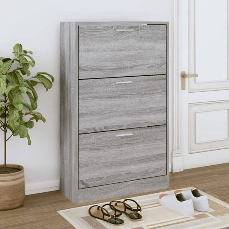 Vidaxl Schuhschrank Modern in Grau aus Holzwerkstoff, B/T/H: 63 x 24 x 103 cm - Bild 1