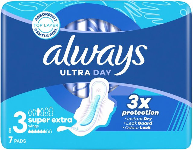 ALWAYS Ultra Day 3 Super Extra Slipeinlagen mit Flügeln, 7 Stück, Damen - Bild 1