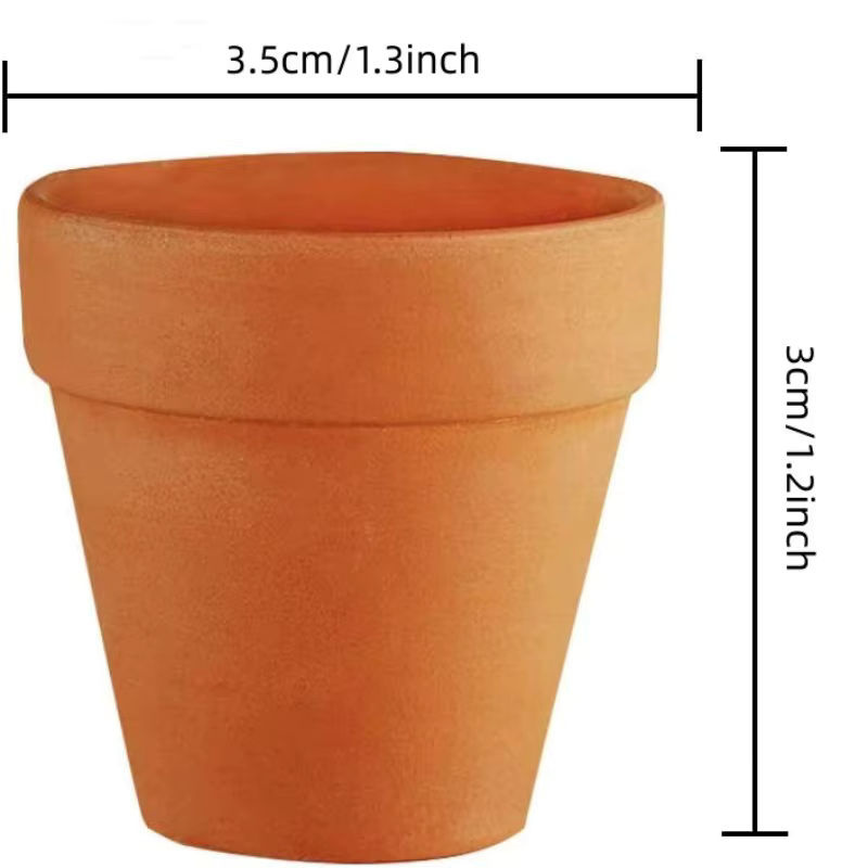 100 Stück Mini-Terrakotta-Töpfe mit Drainage Löchern in Braun für Garten und Haus, Durchmesser: 3,3 cm - Bild 2