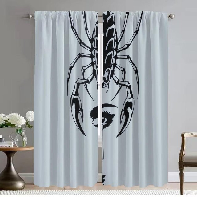 Moderne Tüllgardinen von Household supplies MH in Weiß, 2er-Set mit Tiermotiven, Breite: 50 cm, Höhe: 70 cm - Bild 1