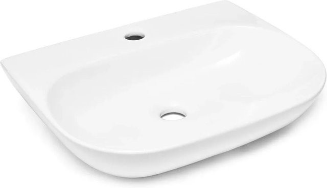 Swiss Aqua Technologies Hängendes Keramik Waschbecken in Weiß mit Hahnloch, B: 50 cm, T: 38,5 cm, H: 12 cm - Bild 1