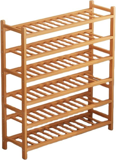 Moderner Schuhschrank aus massivem Holz von XMSJ in Braun mit offenen Regalfächern und Türen für dein Wohnzimmer - Bild 1