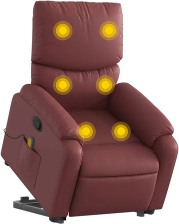 vidaXL Massagesessel mit Aufstehhilfe in Rot aus Kunstleder
