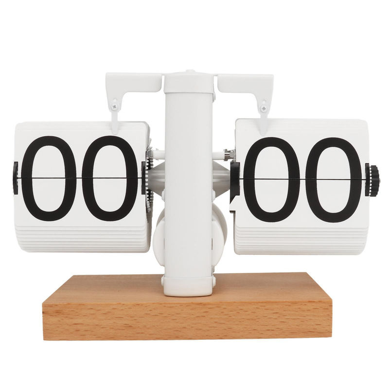 Tooarts Automatische Umblätteruhr Digital Vintage Tischuhr aus Holz in Weiß B/T/H: 20,5 x 8 x 14 cm - Bild 6