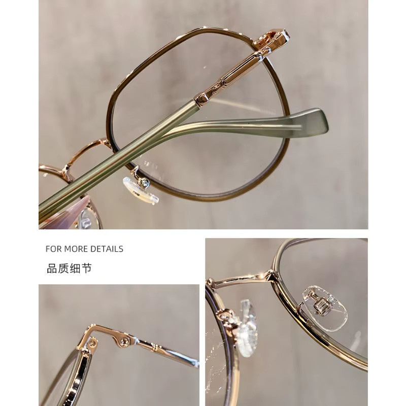 CLLOIO Korrektionsbrille, hexagonal, Vollrand, Metall, Gold, Damen - Bild 2