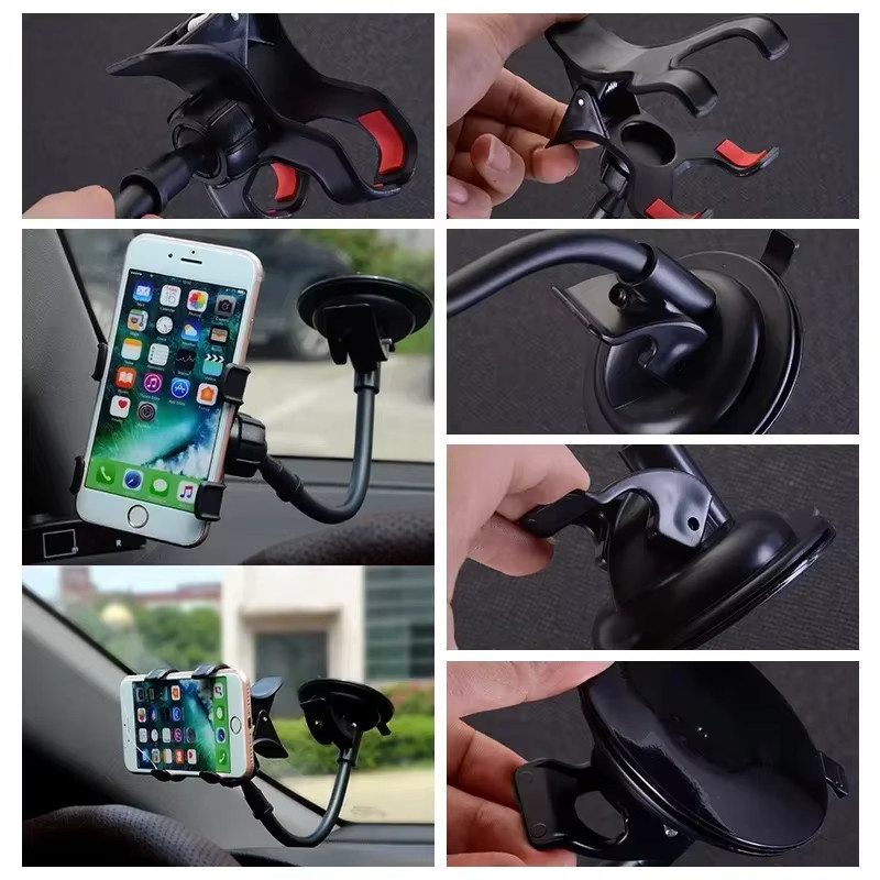 360 Grad drehbarer Auto Handyhalter für die Windschutzscheibe mit Saugnapf in Schwarz für iPhone Samsung und Xiaomi - Bild 5