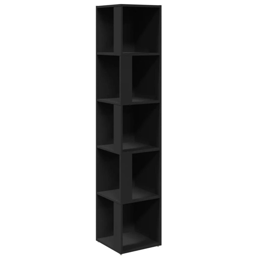vidaXL Eckregal Schwarz aus Holzwerkstoff B/T/H: 33 x 33 x 164,5 cm - Bild 2