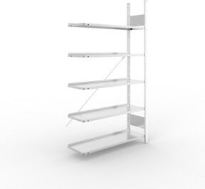 Meta Büro-Anbauregal S3 COMPACT in verzinkter Ausführung, H: 185 cm, B: 100 cm, T: 30 cm - Bild 1