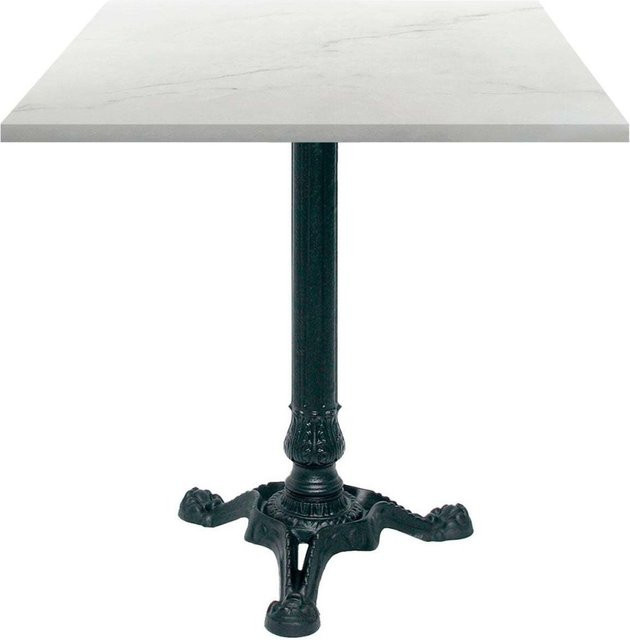 RestooTab Bistrotisch quadratisch in Stein- und Holzoptik, Weiß/Beige/Marmoriert mit schwarzem Gestell, B/T/H: 70 x 70 x 75 cm - Bild 1
