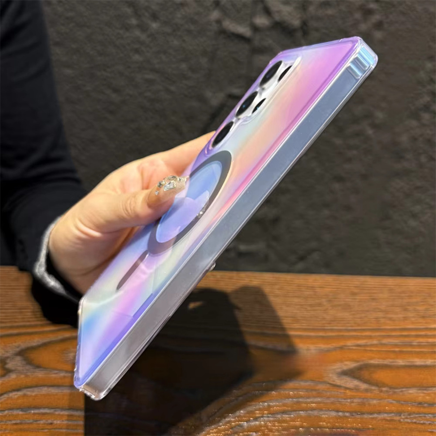 Transparente Magnetische Handyhülle mit Farbverlauf für Samsung Galaxy S26 S25 S24 Ultra Plus, MagSafe kompatibel, Stoßfest, Multicolour/Braun - Bild 3