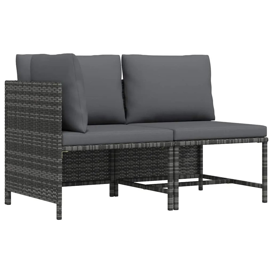 vidaXL 2-teilige Garten-Sofagarnitur in L-Form aus Poly-Rattan in Grau mit Polstern und Kissen - Bild 2