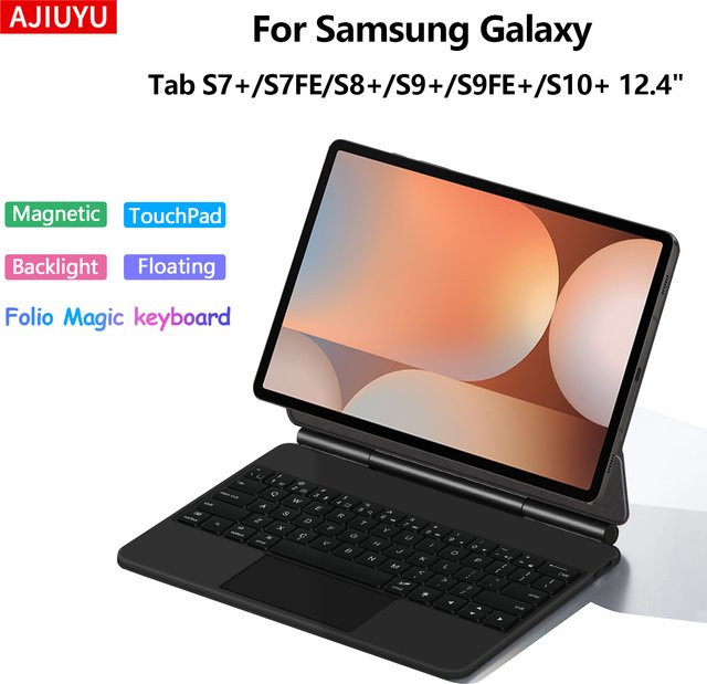 Samsung Magnetische Tastatur-Hülle mit Multi-Touch-Trackpad für Galaxy Tab S10+, S9+, S8+, S7+, S7 FE, S9 FE Plus und S9 Plus 12,4 Zoll in Schwarz oder Weiß - Bild 1