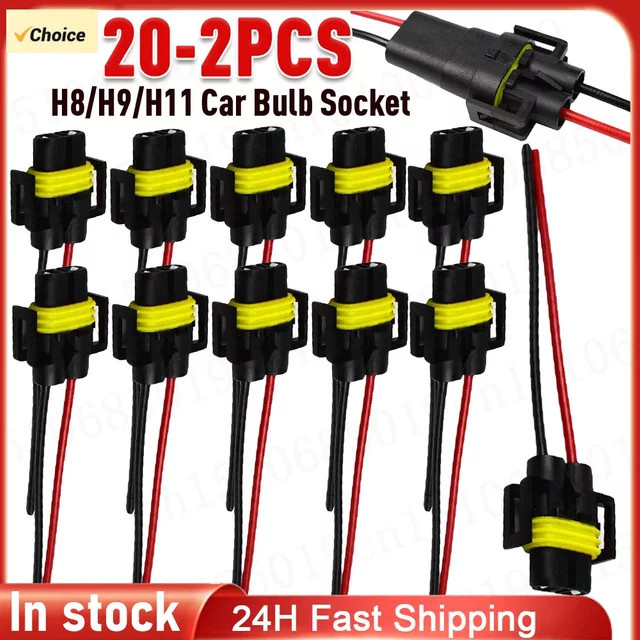 20er Set Auto Glühbirnen Buchse Stecker H8 H9 H11 Weibliche Lampenfassung Adapter für 12-24V Scheinwerfer - Bild 1