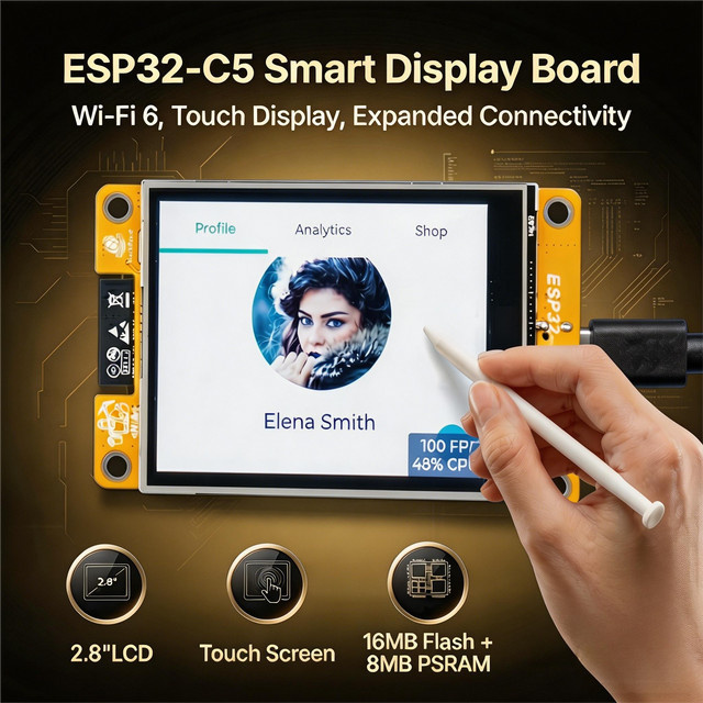 Heltec Automation ESP32-C5 Development Board mit 2,8 Zoll Touchscreen, 16MB Flash, 8MB PSRAM, Wi-Fi 6, 5G-Band, ZigBee, Thread und Matter-Unterstützung, Multicolor - Bild 1
