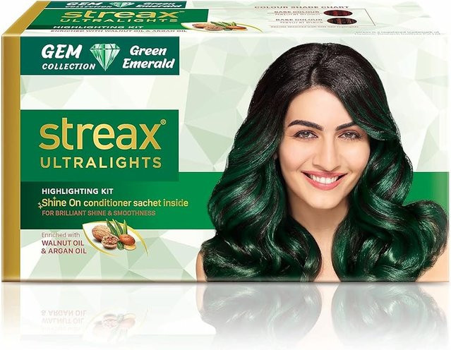 Streax Ultralights Haarfarben Strähnchen-Set, Grüner Smaragd, Damen - Bild 1