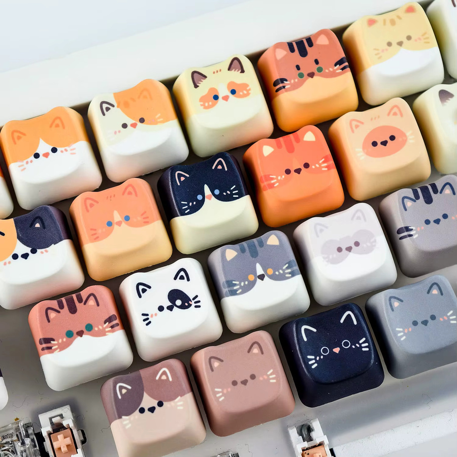 MAIMOOO Niedliche Katzen- und Hunde-Tastenkappen aus PBT im MAO-Profil für mechanische Tastaturen, 5/25 Tasten, Mehrfarbig - Bild 4