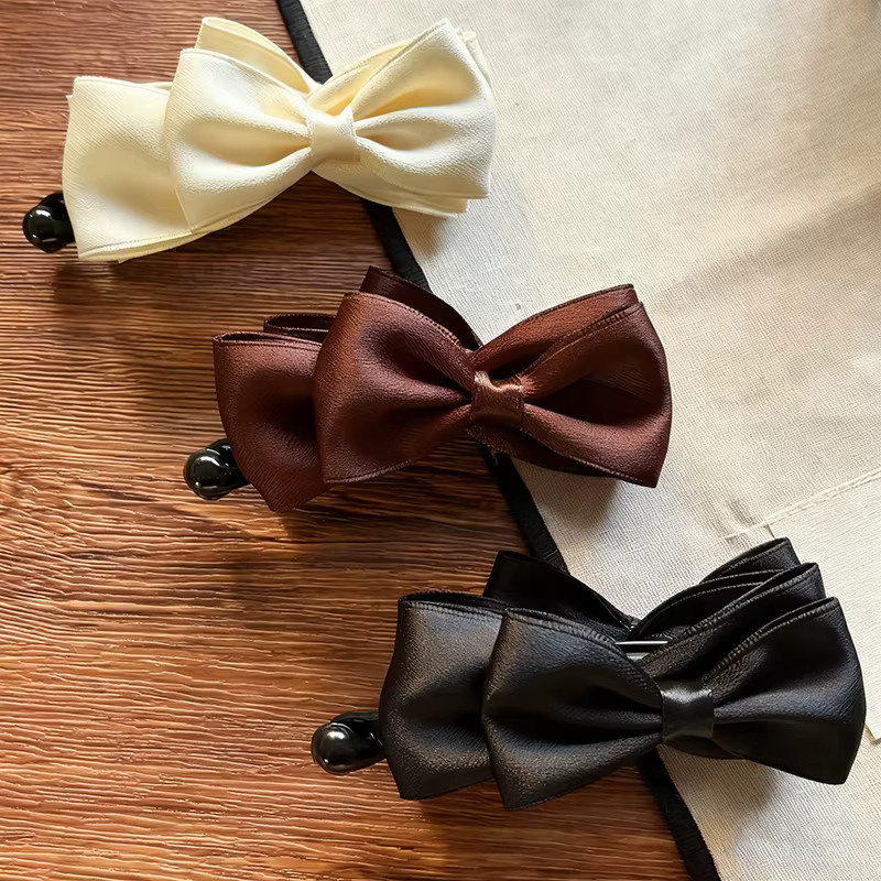 SWINATE Haar Clips, Satin Bögen, Schwarz Braun, Damen - Bild 2
