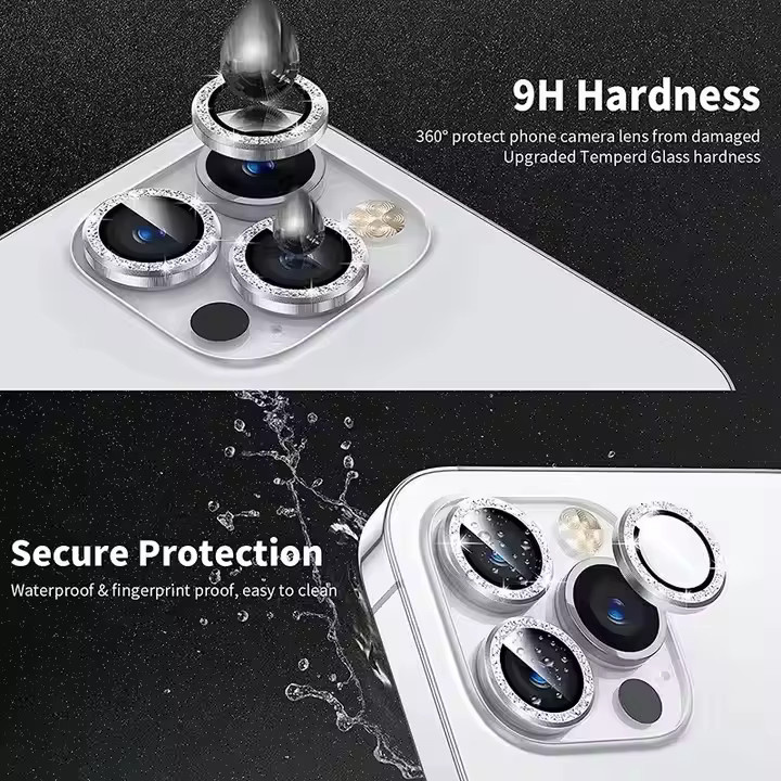3 Stück Blitzaufkleber Kamera-Schutzfolie aus gehärtetem Glas für iPhone 16 15 14 13 12 11 Pro Max Plus Mini in Silber - Bild 6