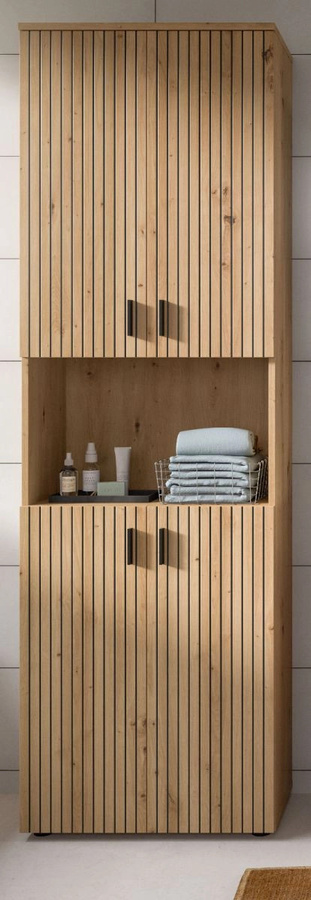 Badezimmer Hochschrank Livia in Eiche, modern, Braun, B: 60 cm, H: 192 cm - Bild 1