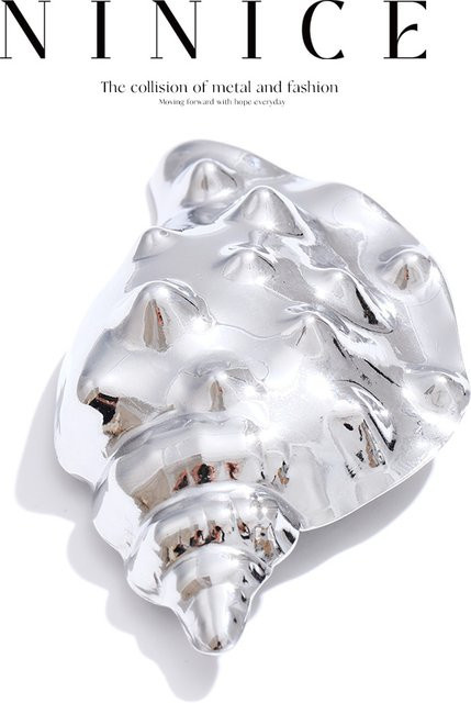 NiNeice Muschel-Brosche Edelstahl, Silber, Unisex - Bild 1