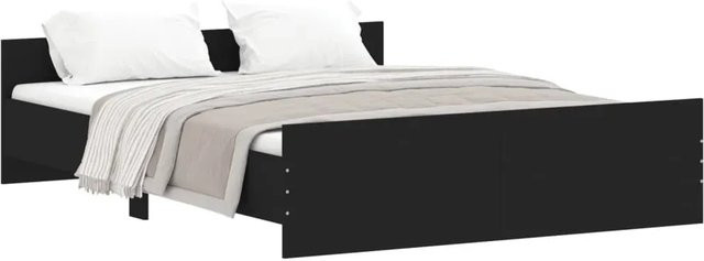 vidaXL Bettgestell mit Kopf- und Fußteil in Schwarz, B/T/H: 140 x 200 x 143 cm - Bild 1