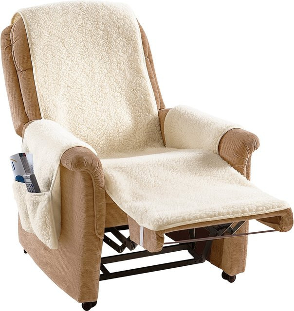 K&N Schurwoll-Sesselschoner mit Fußteil in Beige, waschbar - Bild 1