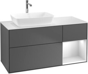 V&B Finion Waschtischunterschrank mit Wandbeleuchtung und Regalfach, Breite: 120 cm, Anthrazit lackiert - Bild 1