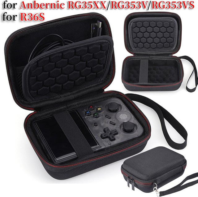 Stoßfeste Hartschalen-Schutzhülle in Schwarz für Anbernic RG35XX H und RG353M Retro-Spielkonsolen als tragbare Organizer-Tasche - Bild 1