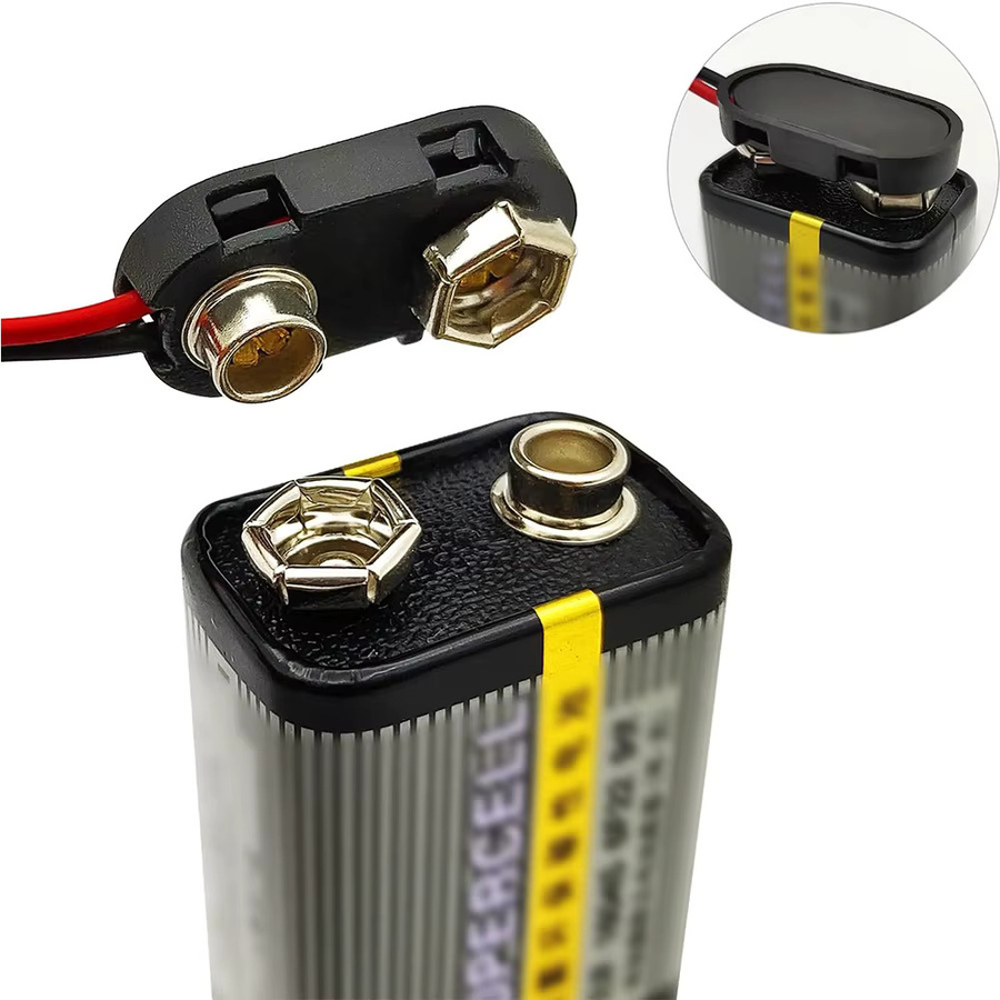 AOKIN 9-Volt-Batterieanschlüsse I-Typ mit Kupferdrahtkabel und Kunststoffgehäuse in Schwarz - Bild 5