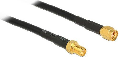 Delock WLAN-Antennen Anschlusskabel mit 1x RPSMA-Stecker und 1x RPSMA-Buchse, Schwarz, Länge: 1 m - Bild 1