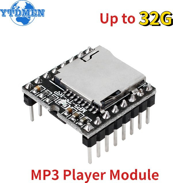 YTDMEN Mini MP3 DF Player Modul Board für Arduino in Schwarz mit TF-Karte und U-Disk Unterstützung sowie IO/serieller Schnittstelle - Bild 1