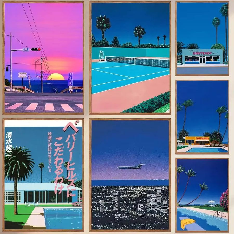 Retro H-Hiroshi Nagai Anime Kunst Poster Wasserdichtes HD Wandtattoo zur ästhetischen Raumdekoration für dein Wohnzimmer - Bild 2