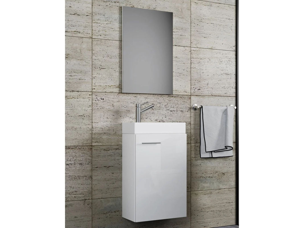 VCM Slito 3-tlg. Badmöbel-Set für das Gäste-WC in Weiß mit Keramik-Waschbecken und Unterschrank, B/T/H: 41 x 22 x 130 cm - Bild 2
