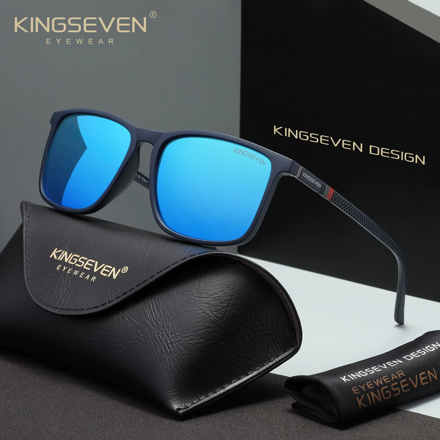 KINGSEVEN Sonnenbrille, Rechteck, Vollrand, Kunststoff, Unisex, polarisiert - Bild 1