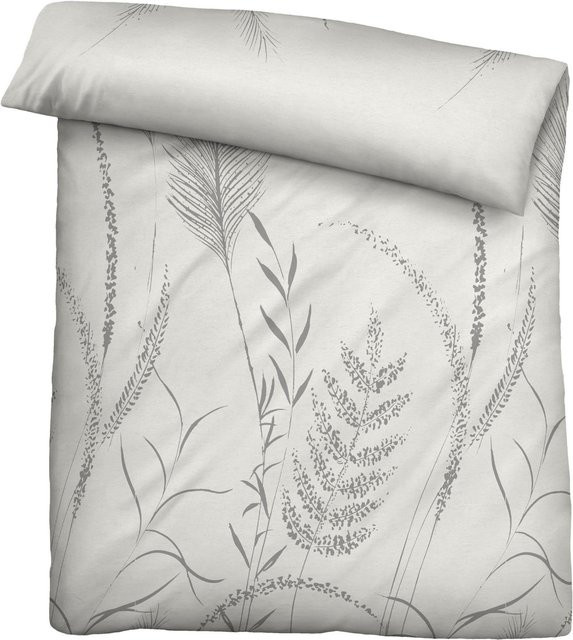 Biberna Bettwäsche aus Baumwolle in Flannelette mit floralem Design, Farbe Nature, B/H: 155 x 220 cm und 80 x 80 cm - Bild 1
