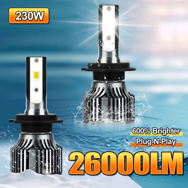 Roadsun Auto-LED-Scheinwerfer Set in Silber, 26000LM, 6500K Superhelligkeit, kompatibel mit 9005/HB3 9006/HB4 H7 H11 H13 H4 - Bild 1