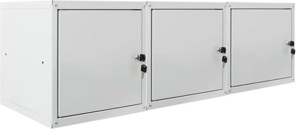 PROREGAL Cubic XL Schließfachwürfel Set aus Metall in Grau, 3er Pack, H x B x T: 45 x 45 x 45 cm