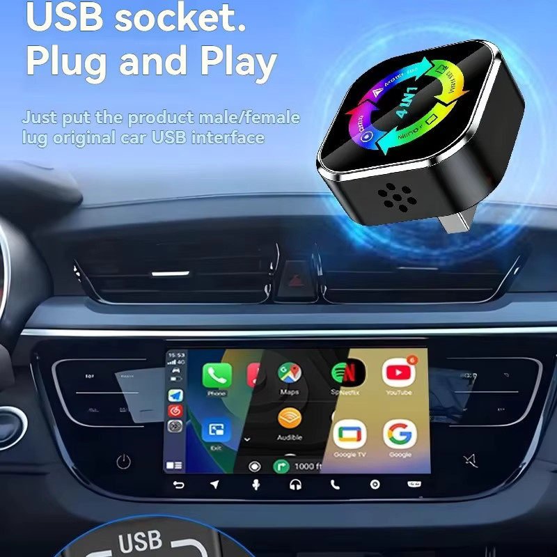 Jumunion Kabelloser 4-in-1 CarPlay und Android Auto Adapter mit AI Box für Apple und Android Spiegelverbindung und Bildschirmprojektion in Schwarz - Bild 4