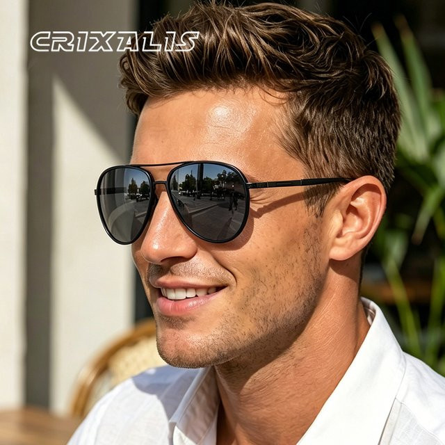 CRIXALIS Sonnenbrille, Herren, Vollrand, Metall, schwarz, polarisiert - Bild 1