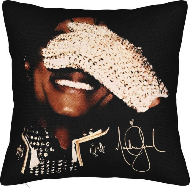 Kissenbezug Michael Jackson Heal The World von Delampa in Schwarz, Material Leinen und Polyester, B/T/H: 40 x 40 x 0 cm - Bild 1