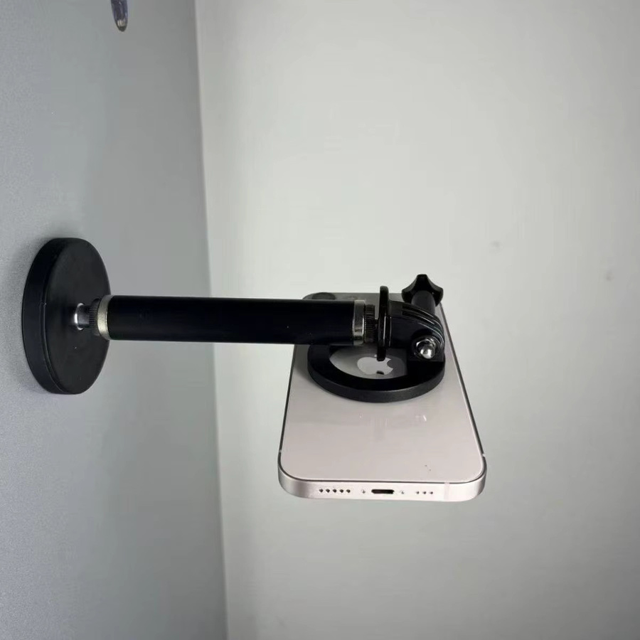 Magnetischer Saugnapf-Handyhalter mit Metallverlängerung und Universalgelenk in Schwarz für Live-Streaming und Outdoor-Aktivitäten - Bild 2